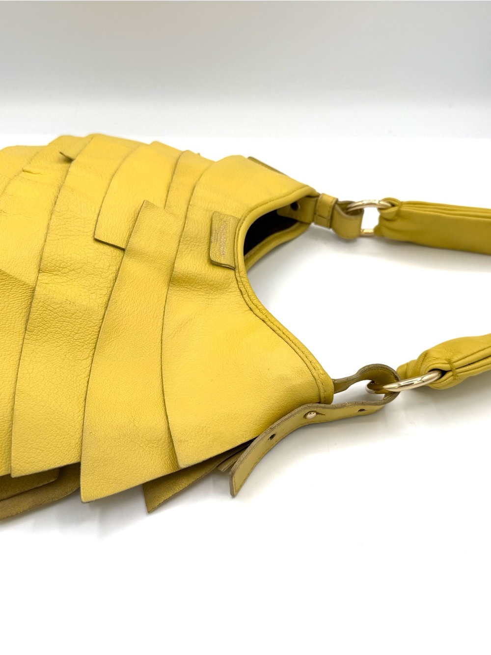 Yves Saint Laurent Yellow Layered Ruffle Leather St. Tropez Mombasa Shoulder Bag - Picture 7 of 12